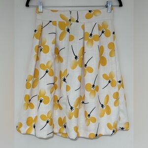Pois Made in Italy White and Yellow Floral Print Skirt Size 42/ US Size 4